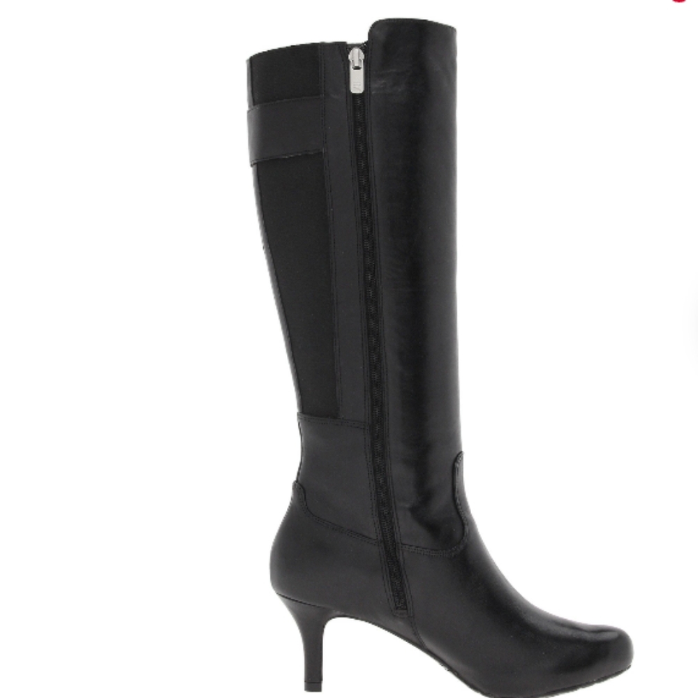 Rockport Elegant Black Knee-High Leather High Heel Boots Size 10 Nwot